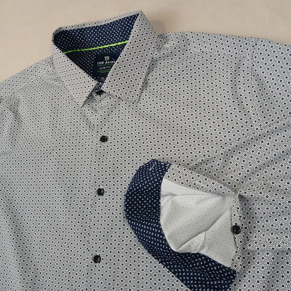 Tom‎ Baine 4XL 20-20.5 Mens Shirt Performance 4 Way Stretch Flip Cuff Geometric